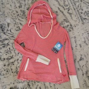 Roxy red/orange striped hooded shirt